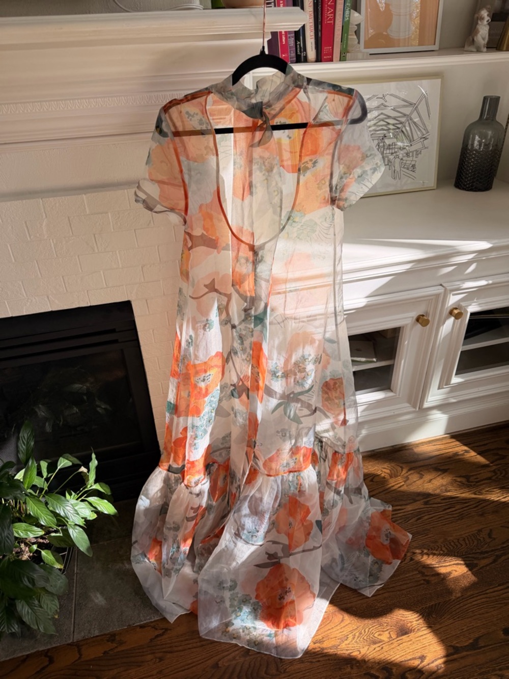 New with tags STAUD Calluna Poppy Floral sheer organza tie back maxi gown Dress - Picture 9 of 15